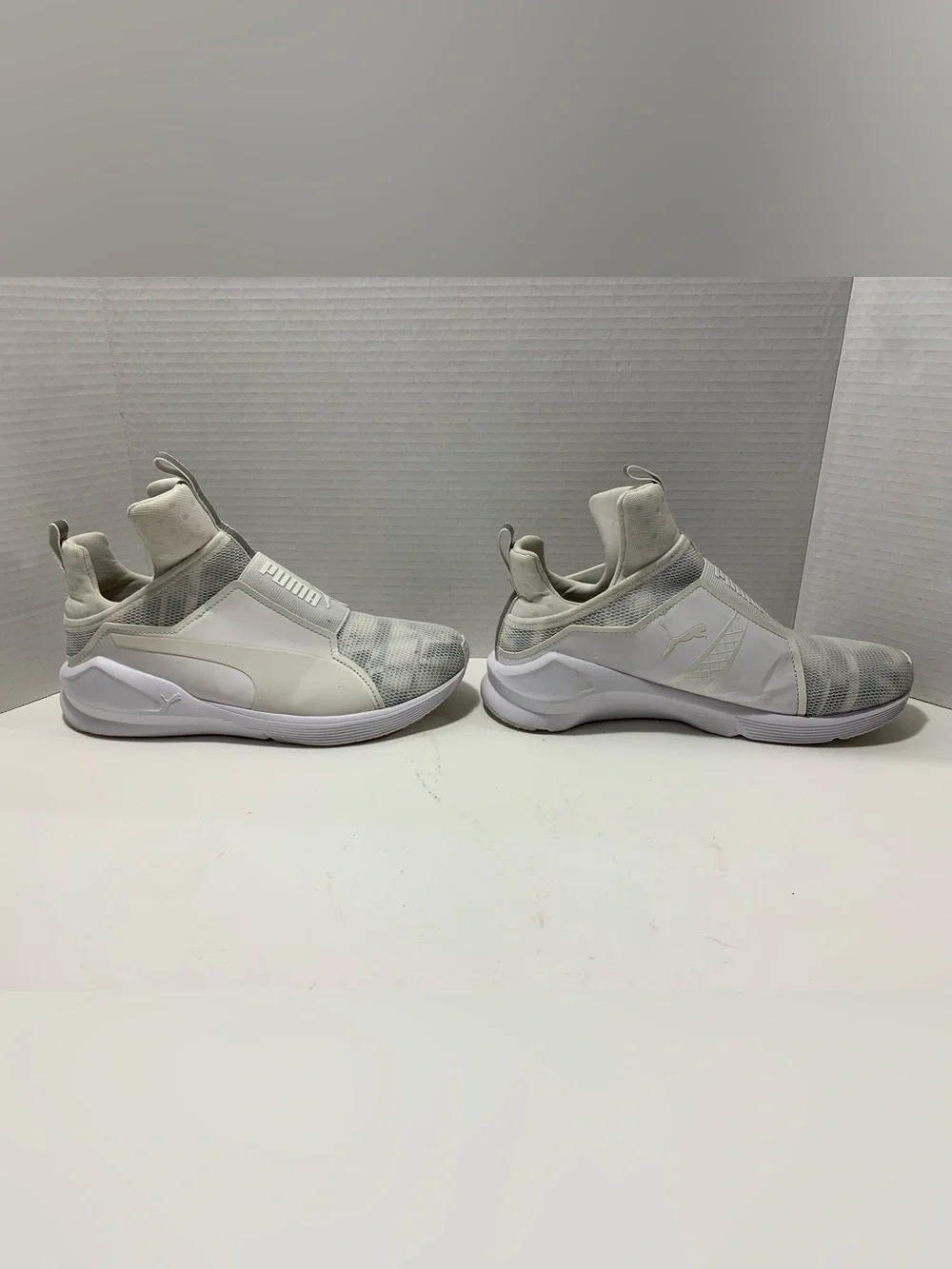 Puma Women’s White and Gray Slip-On Athletic Sneakers